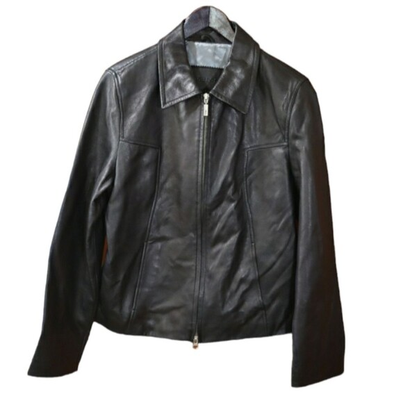 Guess Black Vintage 90s Soft Buttery Leather Jacket LG - Picture 1 of 14